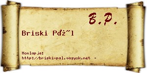 Briski Pál névjegykártya